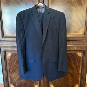 Perry Ellis Portfolio Men’s Modern-Fit Two-Piece Suit - Navy Stripe